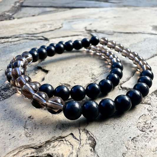 Smoky Quartz and Shungite bracelet. Traditionally worn for grounding, protection, and clarity.