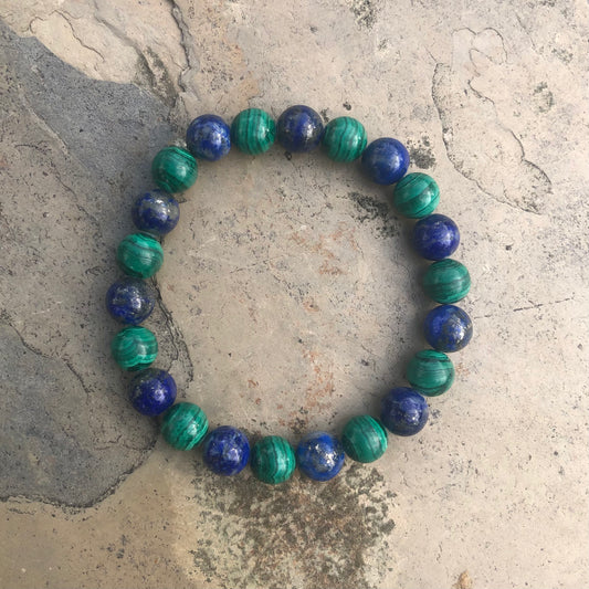Lapis Lazuli and Malachite Crystal Bracelet – emotional balance and spiritual growth