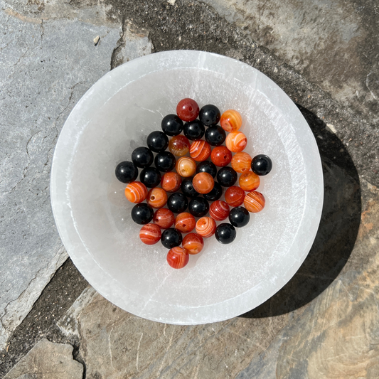 Be Bold bracelet with Carnelian and Shungite for creativity, courage, and energetic protection. Handmade crystal jewellery NZ