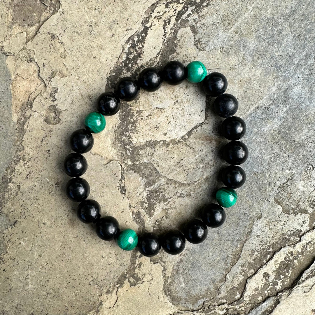 Shungite and malachite bracelet