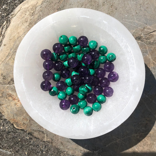 INCREASE SELF WORTH AMETHYST & MALACHITE CRYSTAL HEALING BRACELET