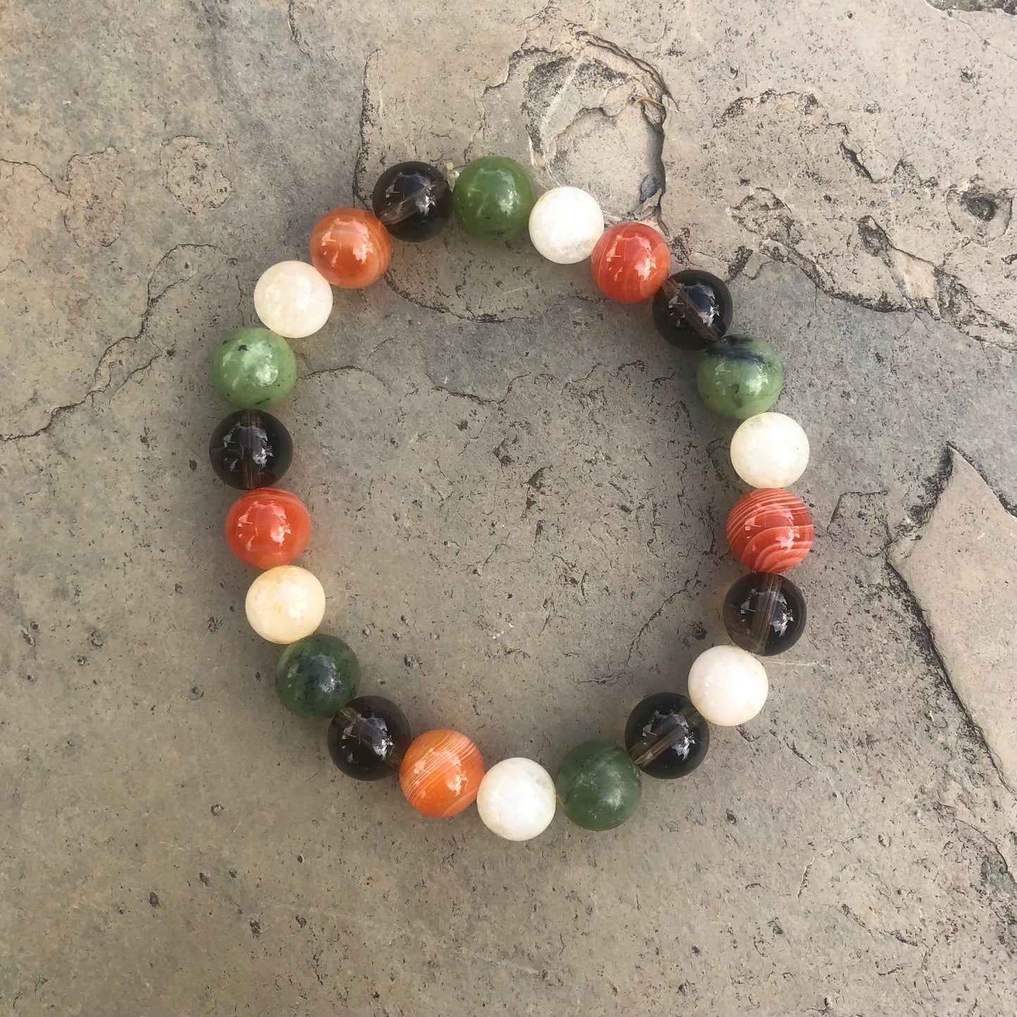 Jade citrine carnelian smoky quartz bracelet power combo