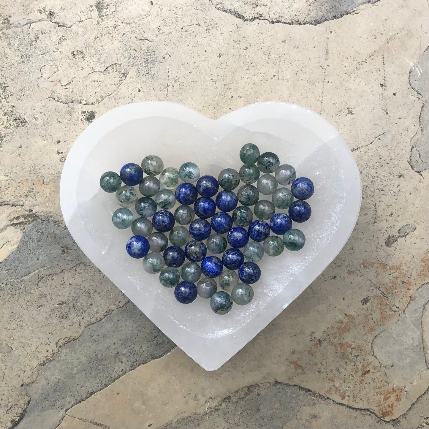 Self-healing bracelet moss agate lapis azuli