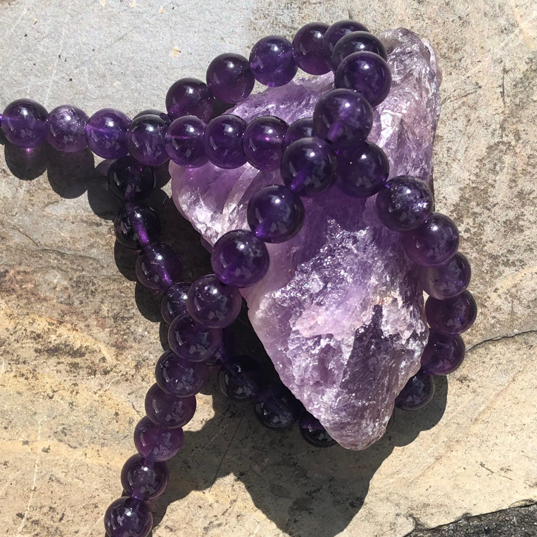 PURPLE AMETHYST BRACELET CRYSTAL HEALING CROWN CHAKRA